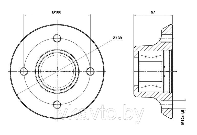 СТУПИЦА AL-KO 375 КГ, 100Х4, С ДВУХРЯДНЫМ ШАРИКОПОДШИПНИКОМ