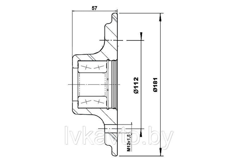 СТУПИЦА AL-KO 375 КГ, 112Х5, С ДВУХРЯДНЫМ ШАРИКОПОДШИПНИКОМ