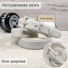 Ремень женский 3см кожаный белый