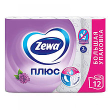 Бумага туалетная двухслойная Zewa Плюс, сирень, 12рул, 23м