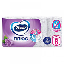 Бумага туалетная двухслойная Zewa Плюс, сирень, 8рул, 23м