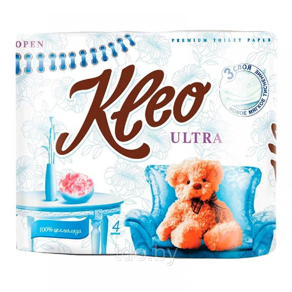 Бумага туалетная трёхслойная Бумага туалетная трёхслойная "Kleo Ultra", 4рул, 18м
