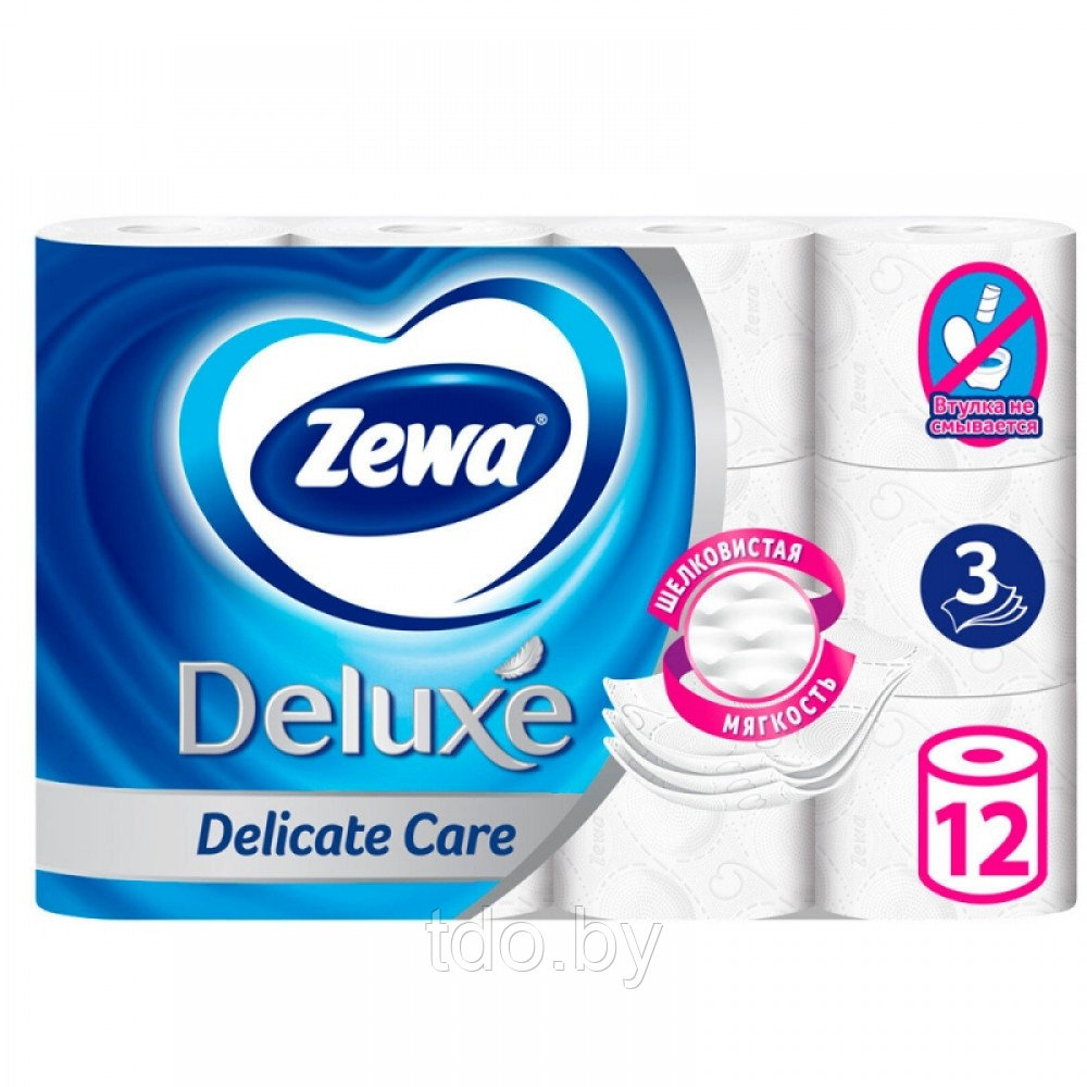 Бумага туалетная трёхслойная Zewa Deluxе белая, 12рул, 18м
