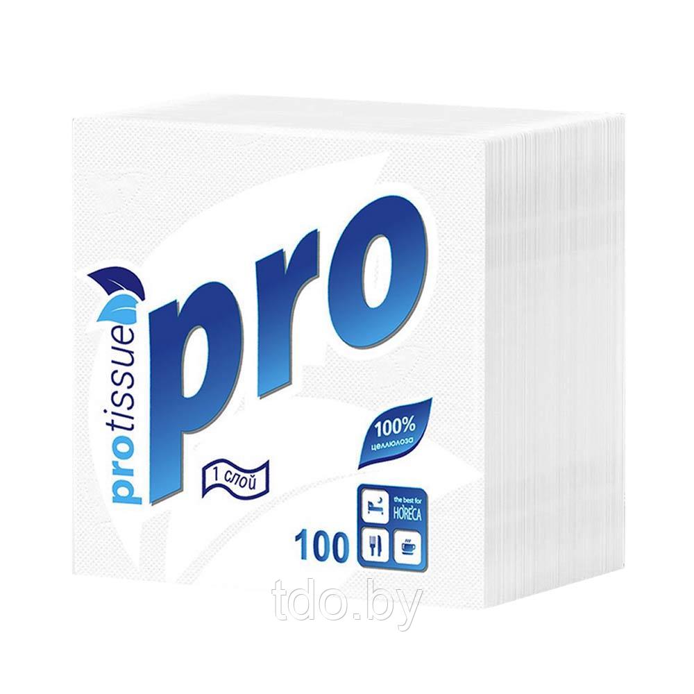 Салфетки бумажные однослойные PROtissue, 24*24см, 100шт, белые
