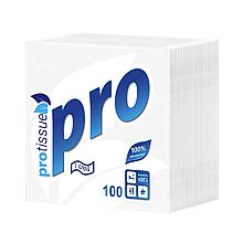 Салфетки бумажные однослойные PROtissue, 24*24см, 100шт, белые