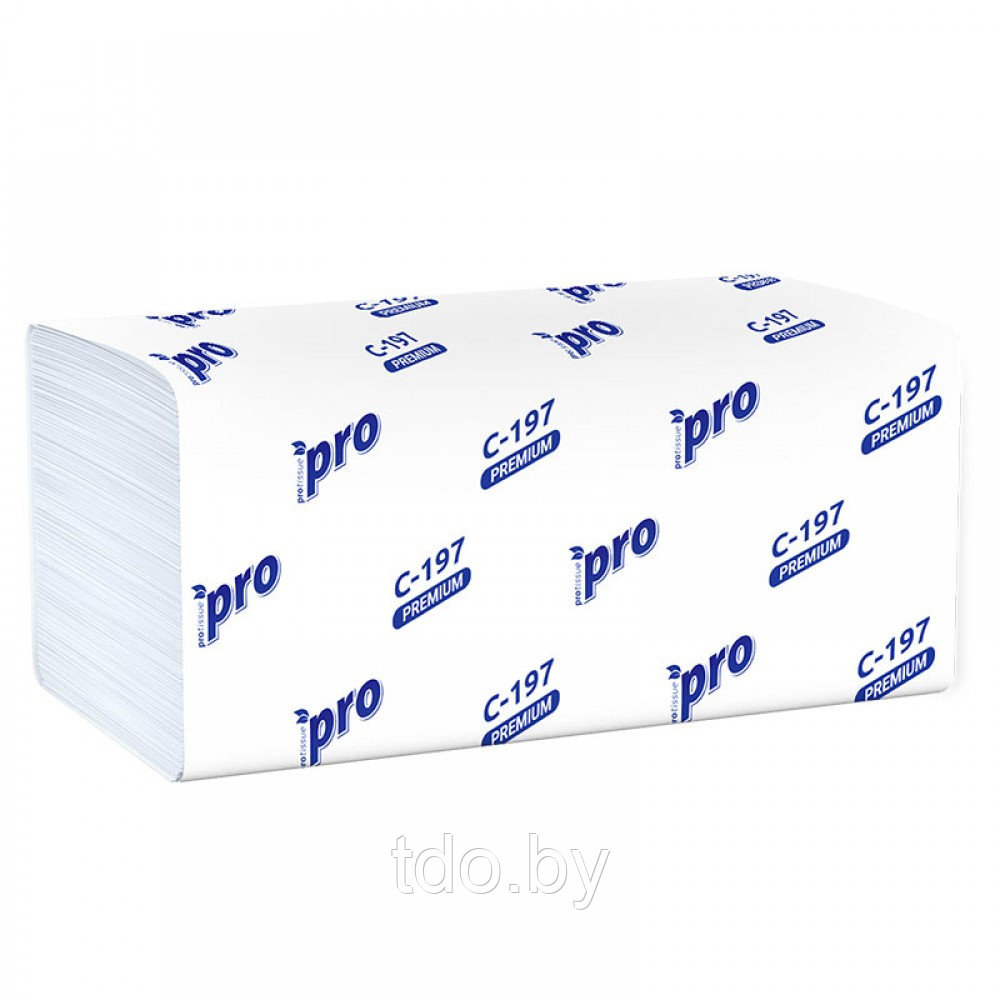 Полотенца бумажные двухслойные V-сложения PROtissue Premium, 21*22см, плотн.1сл. 16г/м2, 200л