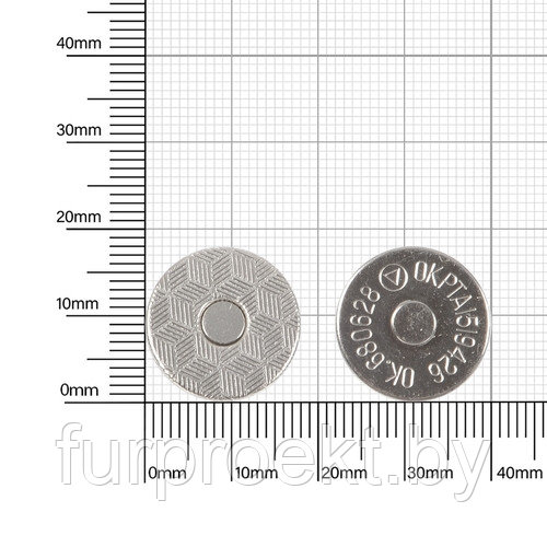 Магн,кнопка d=18мм плоская+холн d=12мм никель роллинг L