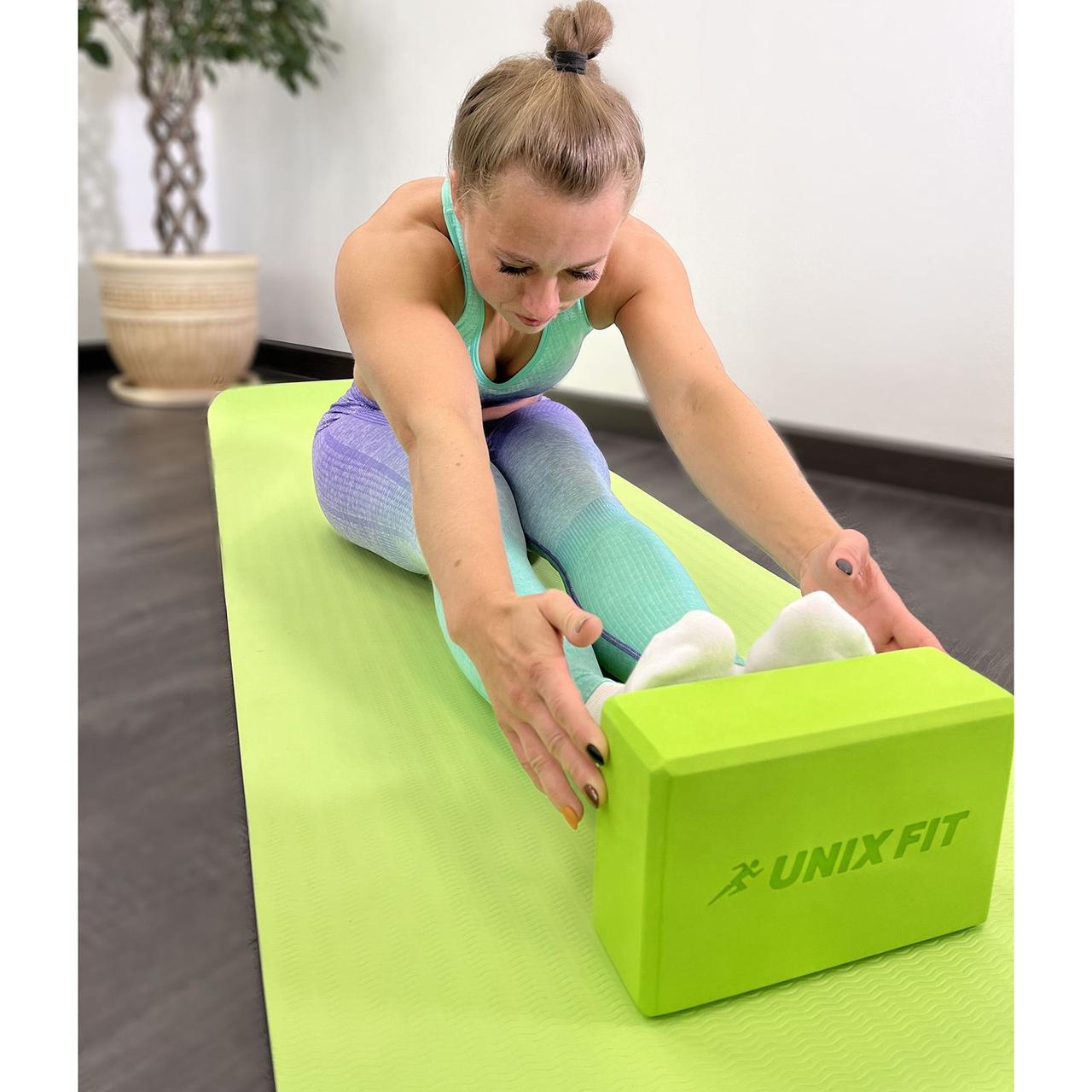 Коврик для йоги и фитнеса UNIX Fit (180 х 61 х 0,6 см, двусторонний, двуцветный, зеленый) - фото 3 - id-p226593224