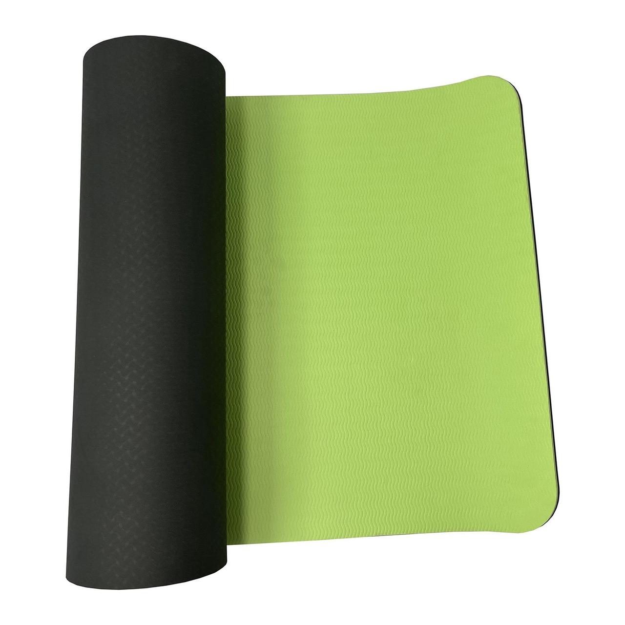 Коврик для йоги и фитнеса UNIX Fit (180 х 61 х 0,8 см, двусторонний, двуцветный, зеленый) - фото 3 - id-p226593225