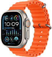 Apple Watch Ultra 2 LTE 49 мм (титановый корпус, титановый/оранжевый, ремешок из эластомера) MREH3