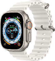 Умные часы Apple Watch Ultra LTE 49 мм (титановый корпус, титановый/белый, ремешок из эластомера) MNH83/MNHF3