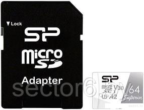 Карта памяти Silicon-Power Superior microSDXC SP064GBSTXDA2V20SP 64GB (с адаптером)