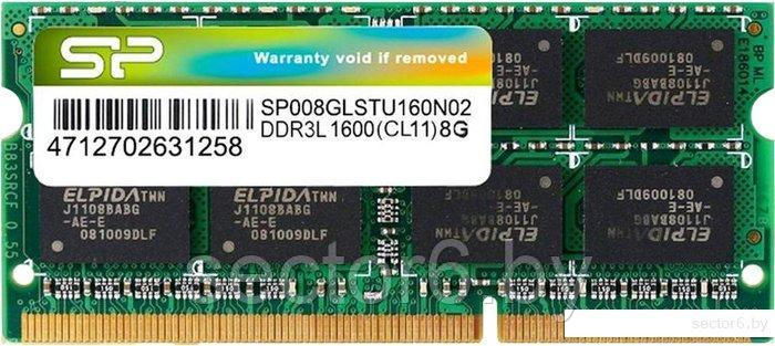Оперативная память Silicon-Power 8GB DDR3 SO-DIMM PC3-12800 SP008GLSTU160N02