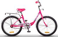 Подростковый велосипед для девочки подростка 12 лет STELS Pilot 205 C 20 дюймов розовый с багажником
