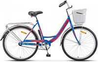 Городской женский велосипед с корзинкой багажником и низкой рамой 19" STELS Navigator 245 C 26 дюймов колеса