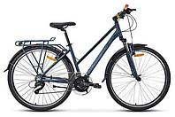 Женский городской велосипед с багажником низкой рамой 15" STELS Navigator 800 Lady колеса 28 дюймов синий