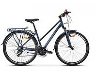 Женский городской велосипед с багажником низкой рамой 17" STELS Navigator 800 Lady колеса 28 дюймов синий