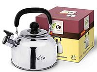 Чайник со свистком для газовой и индукционной плиты 3 литра нержавеющая сталь TECO TC-116
