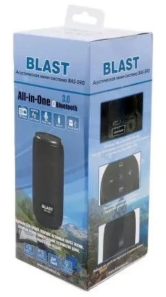 Блютуз-колонка BLAST BAS-590, FM, Bluetooth 3.0, microSD, USB, 10Вт, чёрный - фото 2 - id-p118675332