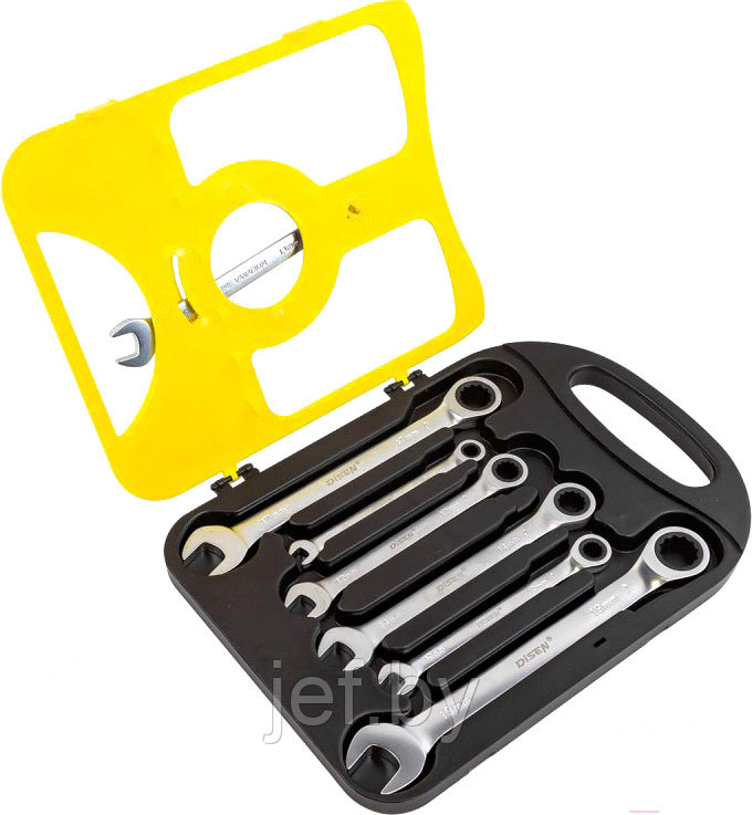 Набор ключей комбинированных трещоточных 7 предметов в пластиковом держателе DISEN DSD1507 - фото 2 - id-p206643362