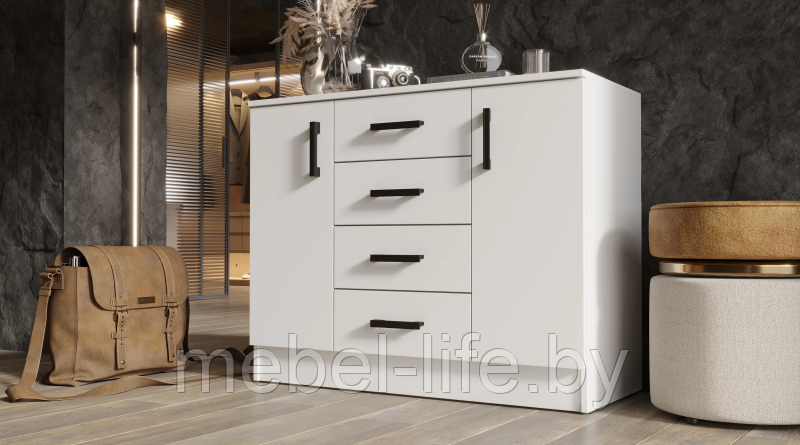 Комод К1000 2Д белый гладкий