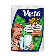 Полотенца бумажные в рулоне VETA POP ART двухслойные,100% целлюлоза, 1*2 рулона (20)