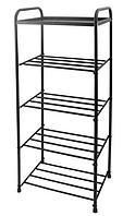 Полка этажерка для обуви VS62 черная металлическая обувница тумба подставка галошница