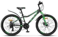 Горный подростковый велосипед спортивный скоростной колеса 24" со стальной рамой 12" зеленый для подростков