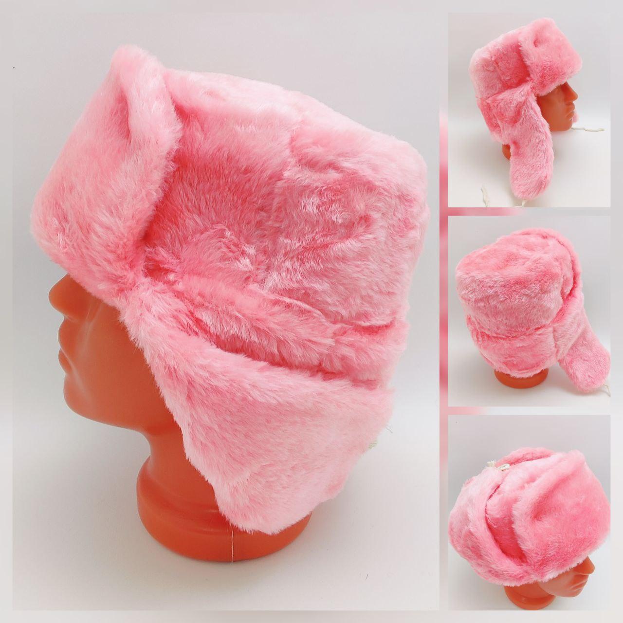 Шапка - ушанка сувенирная "Цветной мех" унисекс, Нежно-розовая 56 размер - фото 3 - id-p211411233