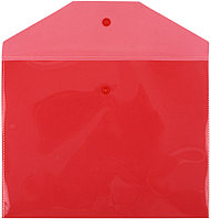 Папка-конверт пластиковая на кнопке OfficeSpace А5 толщина пластика 0,15 мм, прозрачная красная
