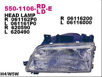 ПЕРЕДНЯЯ ФАРА (ЛЕВАЯ) Peugeot 405 / Пежо 405 1987-1996, 1 лампочка, Н4