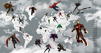 Фотообои листовые Citydecor Superhero карта мира с ростомером 4