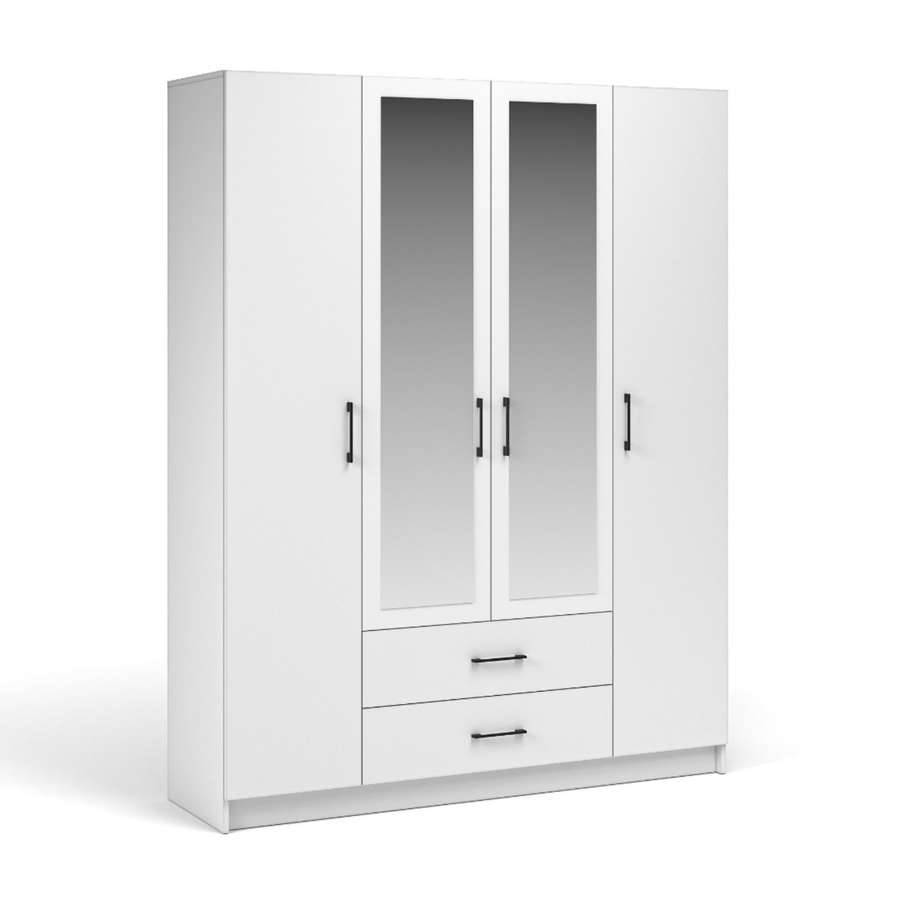 Система Чикаго Шкаф 4д2ящ (с зеркалом) Белый