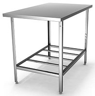 Стол производственный без борта с решетчатой полкой