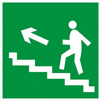 Наклейка "Направление к эвакуационному выходу по лестнице вверх" (размер 150*150 мм)