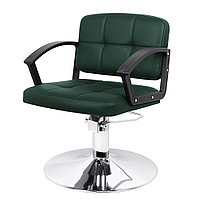 Кресло парикмахера в салон красоты Пунто на диске, темно-зеленое. На заказ