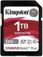 Карта памяти SDXC UHS-II Kingston Canvas React Plus 1024 ГБ, 280 МБ/с, Class 10, SDR2V6/1TB, 1 шт., без