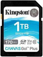 Карта памяти SDXC UHS-I U3 Kingston Canvas Go! Plus 1024 ГБ, 170 МБ/с, Class 10, SDG3/1TB, 1 шт., без адаптера