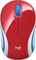 Мышь Logitech Mini M187, оптическая, беспроводная, USB, красный и белый [910-002732]