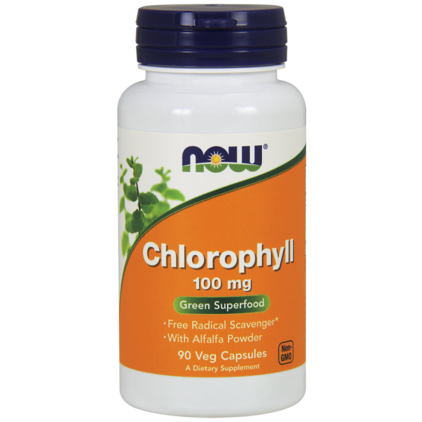 Хлорофилл CHLOROPHYLL 100 мг NOW Foods, 90 веган.капс. - фото 1 - id-p222636802