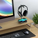 Подставка для наушников с беспроводной зарядкой Satechi 2 in 1 Headphone Stand with Wireless Charger Серая, фото 3
