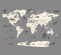 Фотообои листовые Vimala Серая карта мира