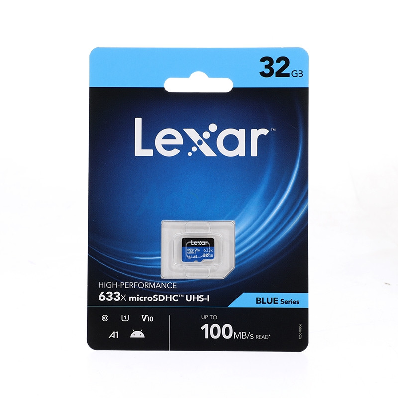 Карта памяти MicroSD 32GB - Lexar Blue Series, класс 10, UHS-I, V10, A1, 633x, скорость: 100 Mb/s