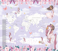 Фотообои листовые Citydecor Princess карта мира с ростомером 19