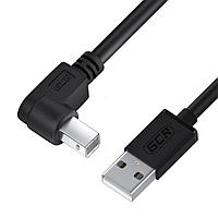 GCR Кабель 0.5m USB 2.0, AM/BM угловой левый, черный, 28/28 AWG Greenconnect