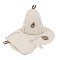Комплект банный (шапка, рукавица, коврик), войлок арт. Б16
