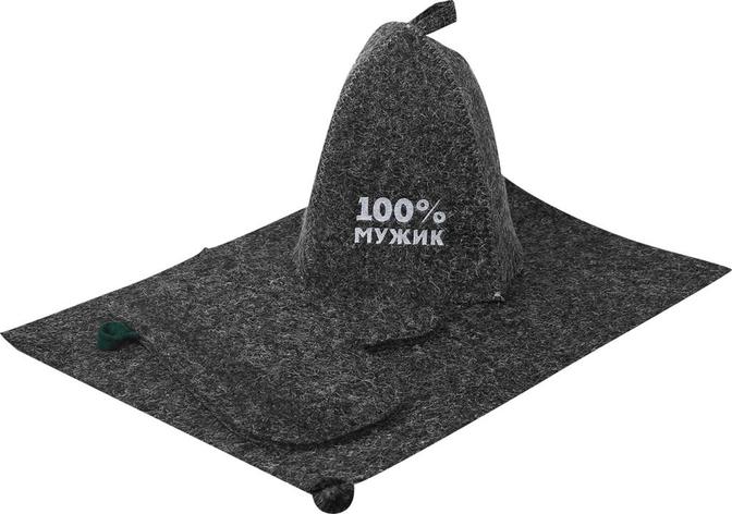 Комплект банный (шапка, рукавица, коврик), войлок арт. Б16-1, фото 2
