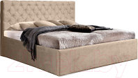 Двуспальная кровать Анмикс Ирма 160x200 с ламелями (бежевый микровелюр/Simple 42)