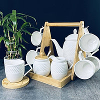 Чайный сервиз Lenardi Bamboo, на подставке, фарфор, 15 предметов