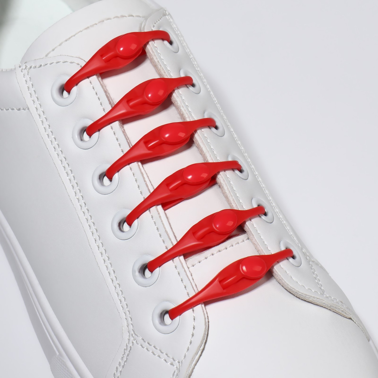 Шнурки для обуви 4мм 11см силиконовые на застёжке красный 6шт - фото 2 - id-p227284380